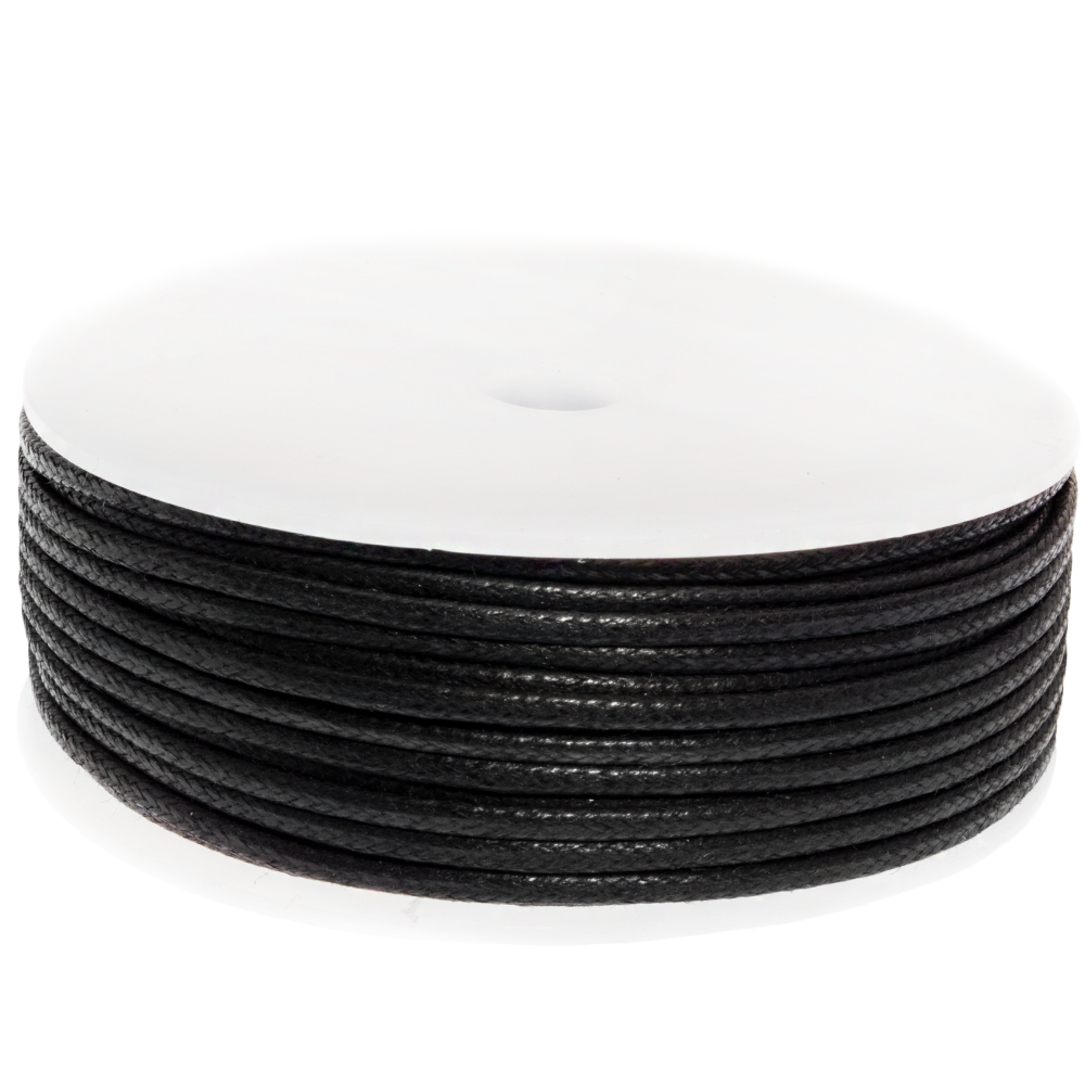 Fil Coton Ciré (env. 1.5 mm) Black (25 mètres)
