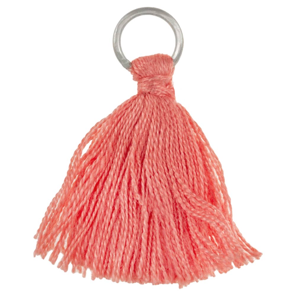 Pompon (35 x 7 mm) Coral Peach / Argent Antique (5 pièces)