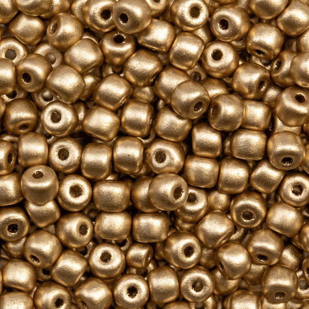 Rocailles Tchèques (3 mm) Etched Aztec Gold (15 grammes)
