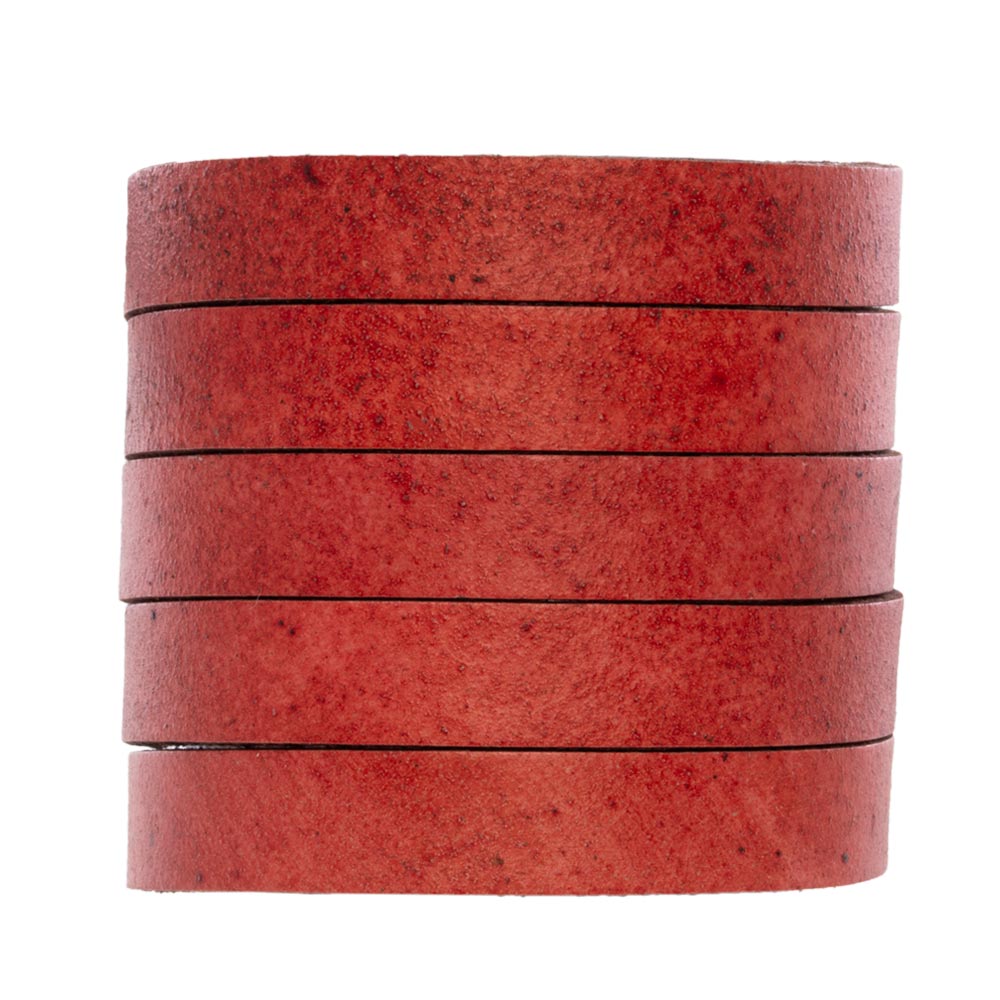 Lacet Cuir Plat (10 x 2 mm) Natural Dye Red (1 mètre)