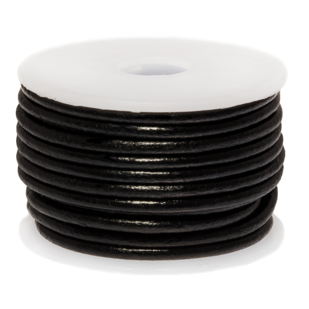 Cordon Cuir Rond (1 mm) Black (10 mètres)