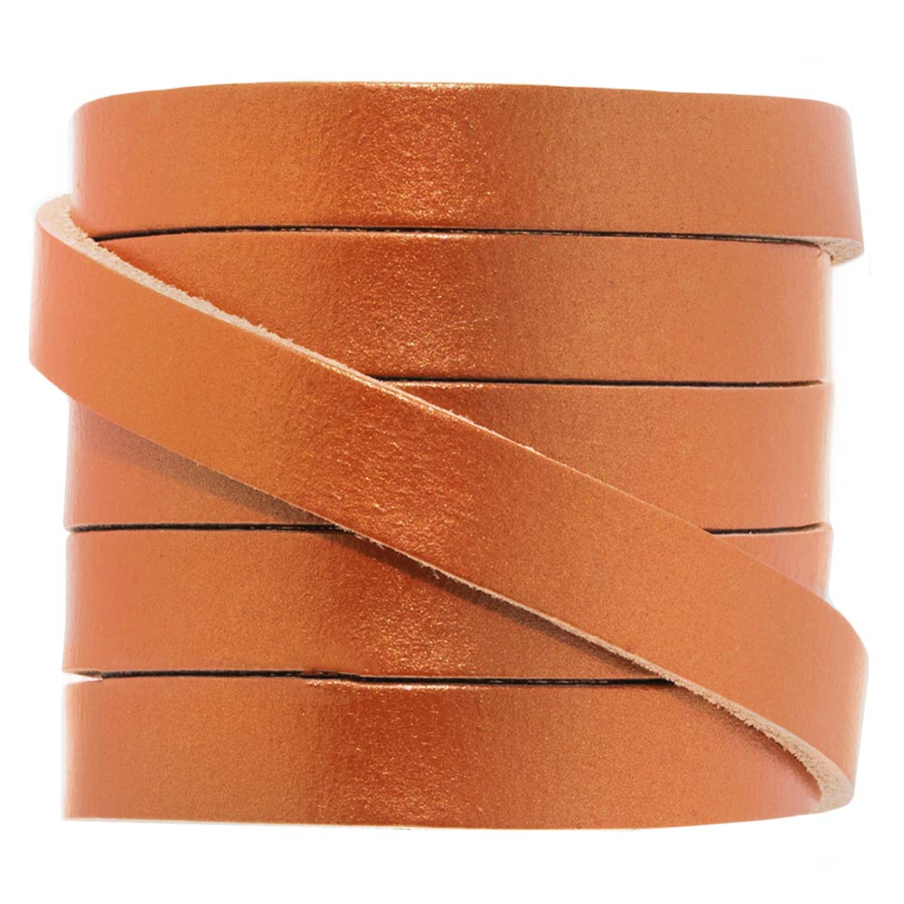 Lacet Cuir Plat (10 x 2 mm) Metallic Copper (1 mètre)