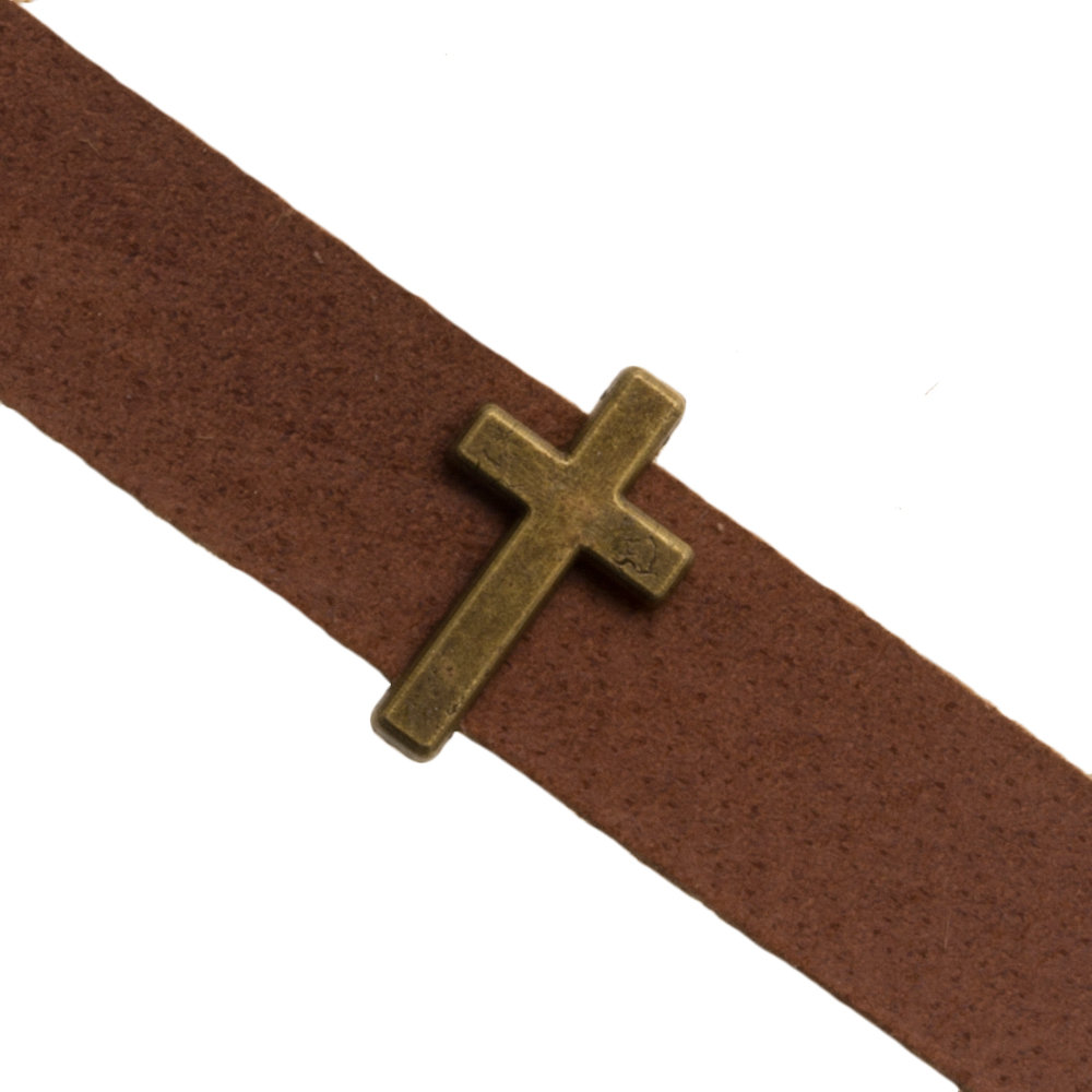 Perles Coulissantes Croix (10 x 2 mm) Bronze (10 pièces)