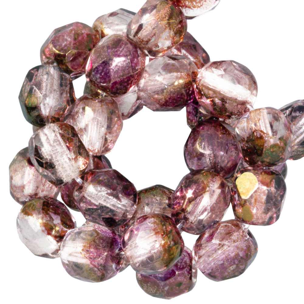 Perles Facettes Polies au Feu Tchèques (6 mm) Crystal Red Luster (25 pièces)