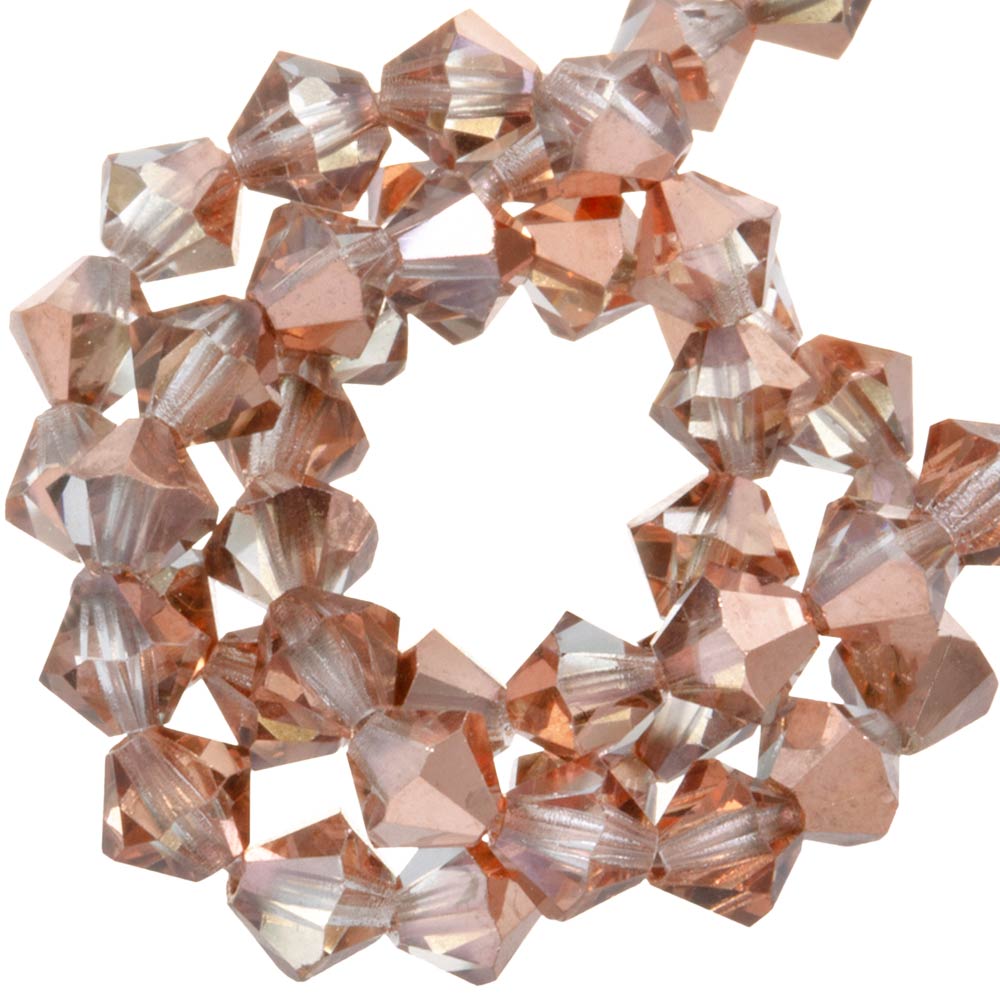 Perles Facettes Bicone Tchèques (4 mm) Crystal Capri Gold Half Coating (30 pièces)