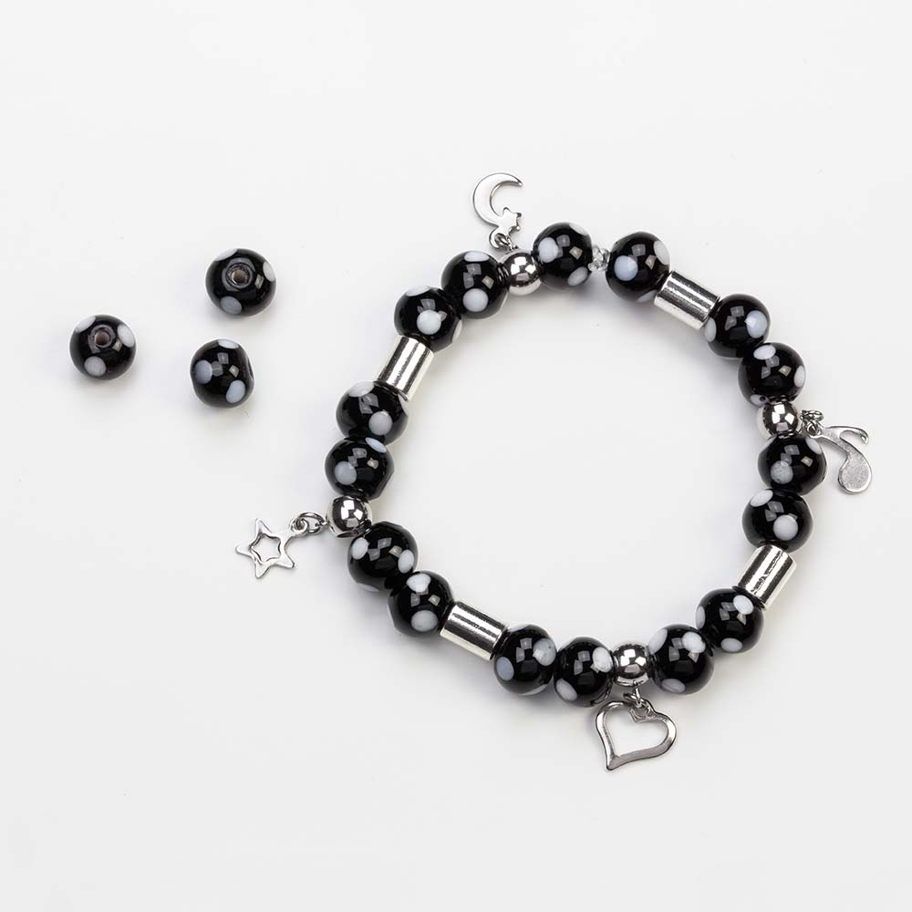 Perles en Verre Lampwork Dots (8 x 9 mm) Black (25 pièces)