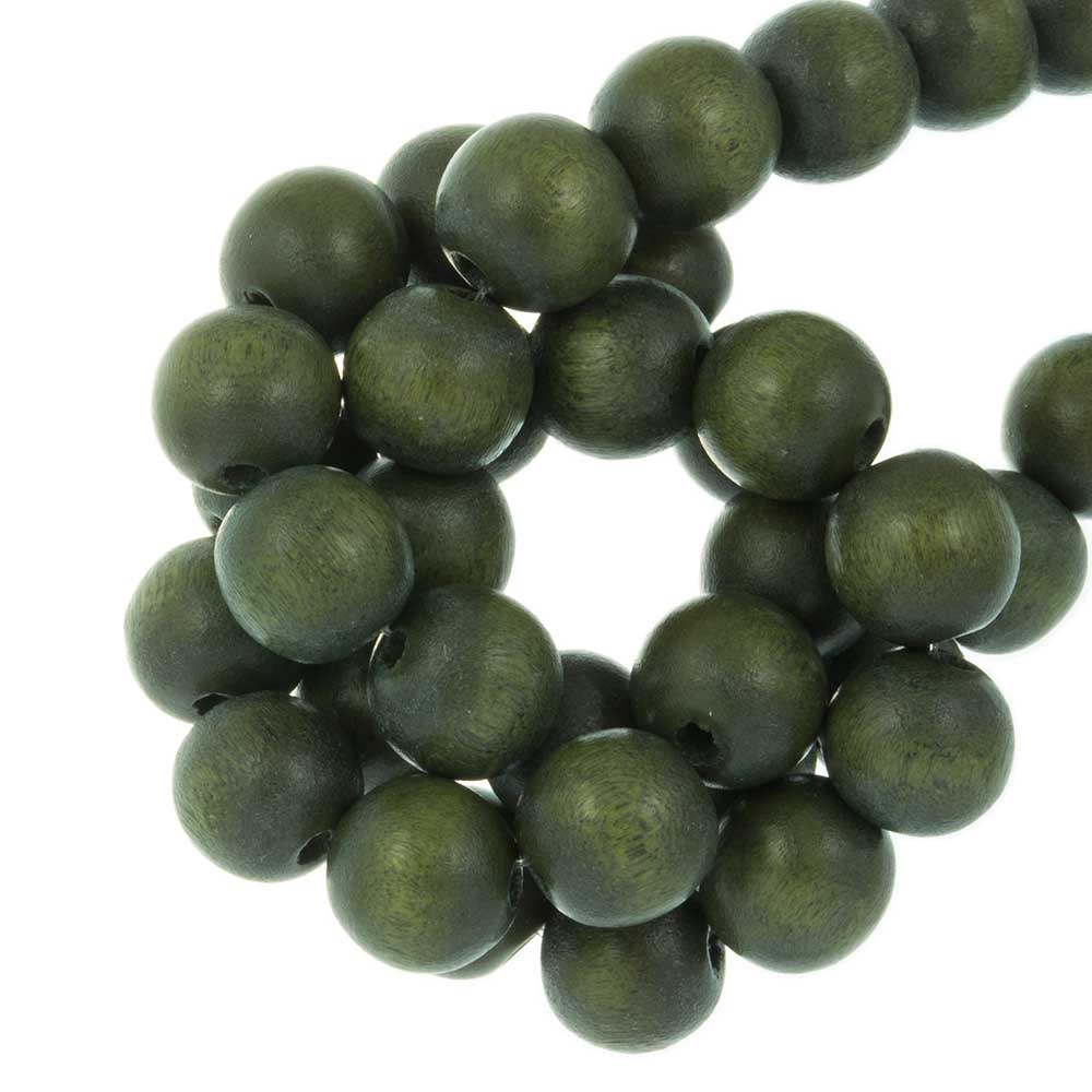 Perles en Bois Look Vintage (6 mm) Moss Green (140 pièces)