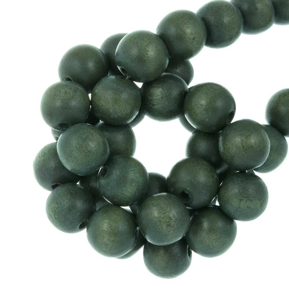 Perles en Bois Look Vintage (8 mm) Moss Green (104 pièces)