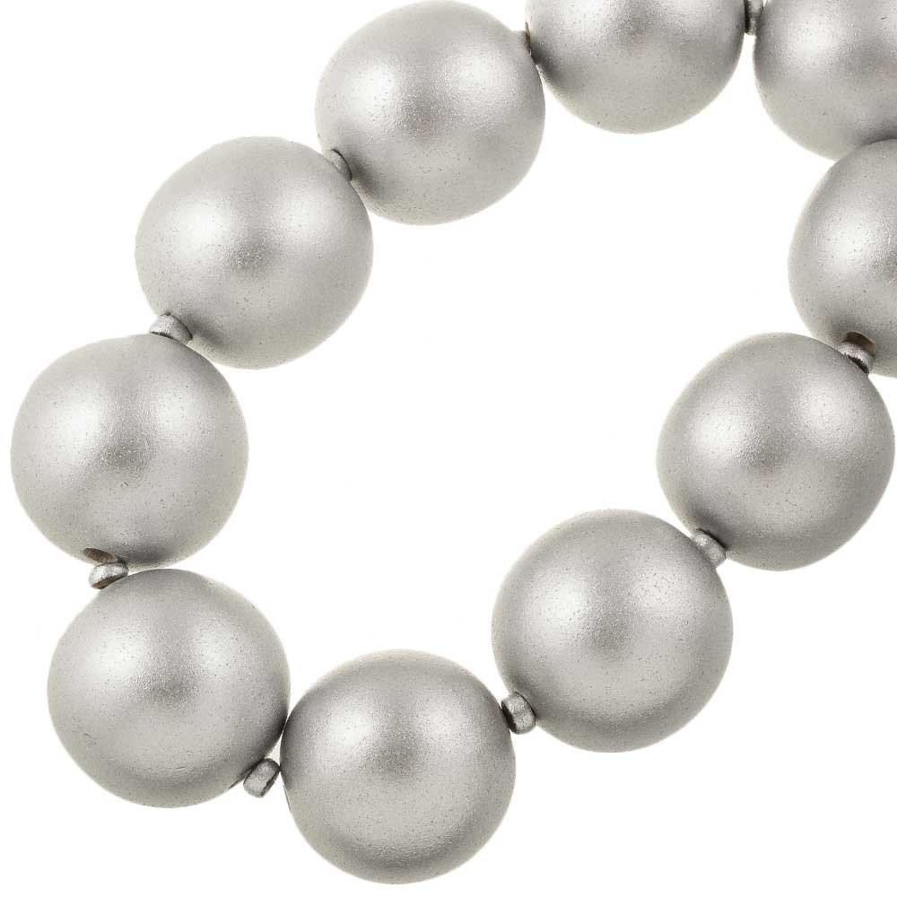 Perles En Bois Look Métallique (30 mm) Silver (13 pièces)