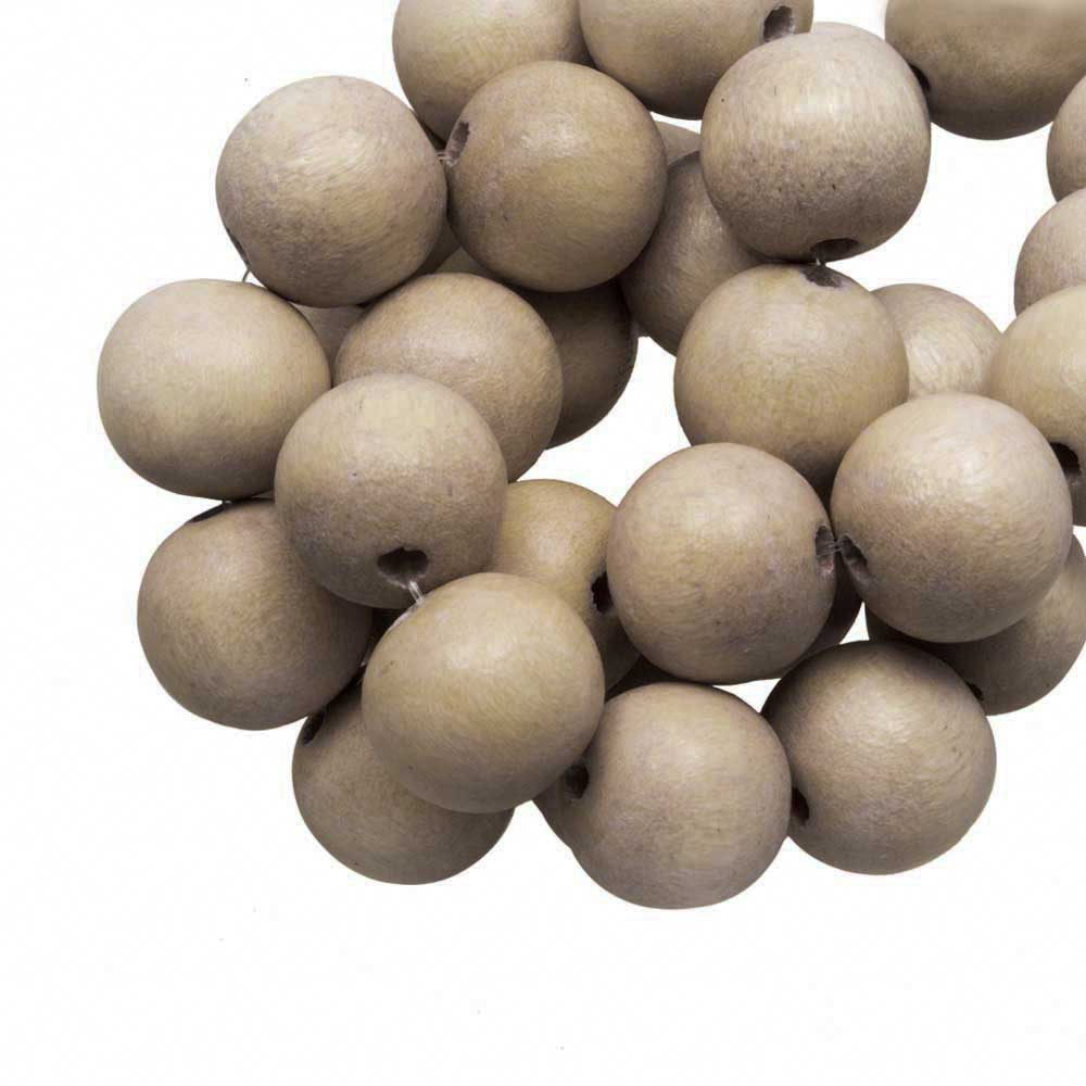 Perles en Bois Look Vintage (12 mm) Ecru (70 pièces)