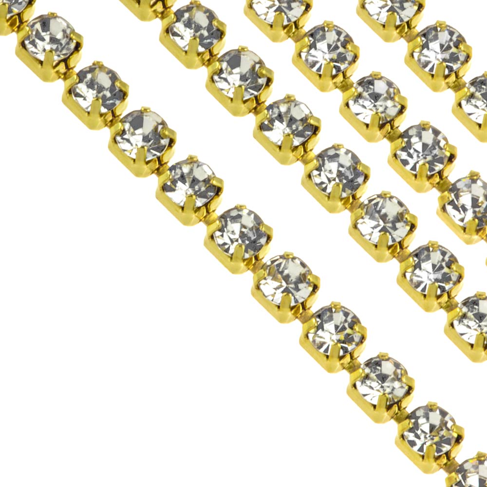 Chaîne Strass (2.3 mm) Or - Crystal (2 mètres)