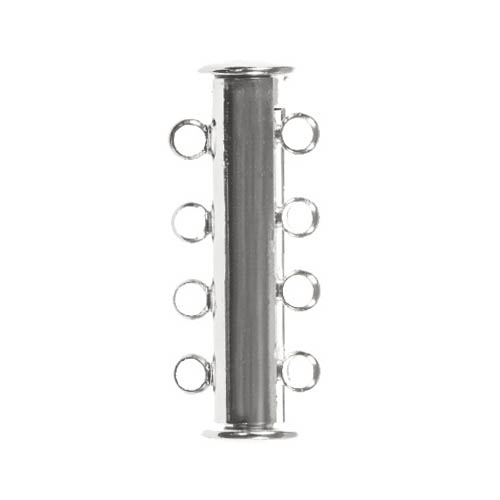 Fermoir Coulissant Multi-Chaînes 4 Rangs (25 x 10 mm) Argent Antique (1 pièce)