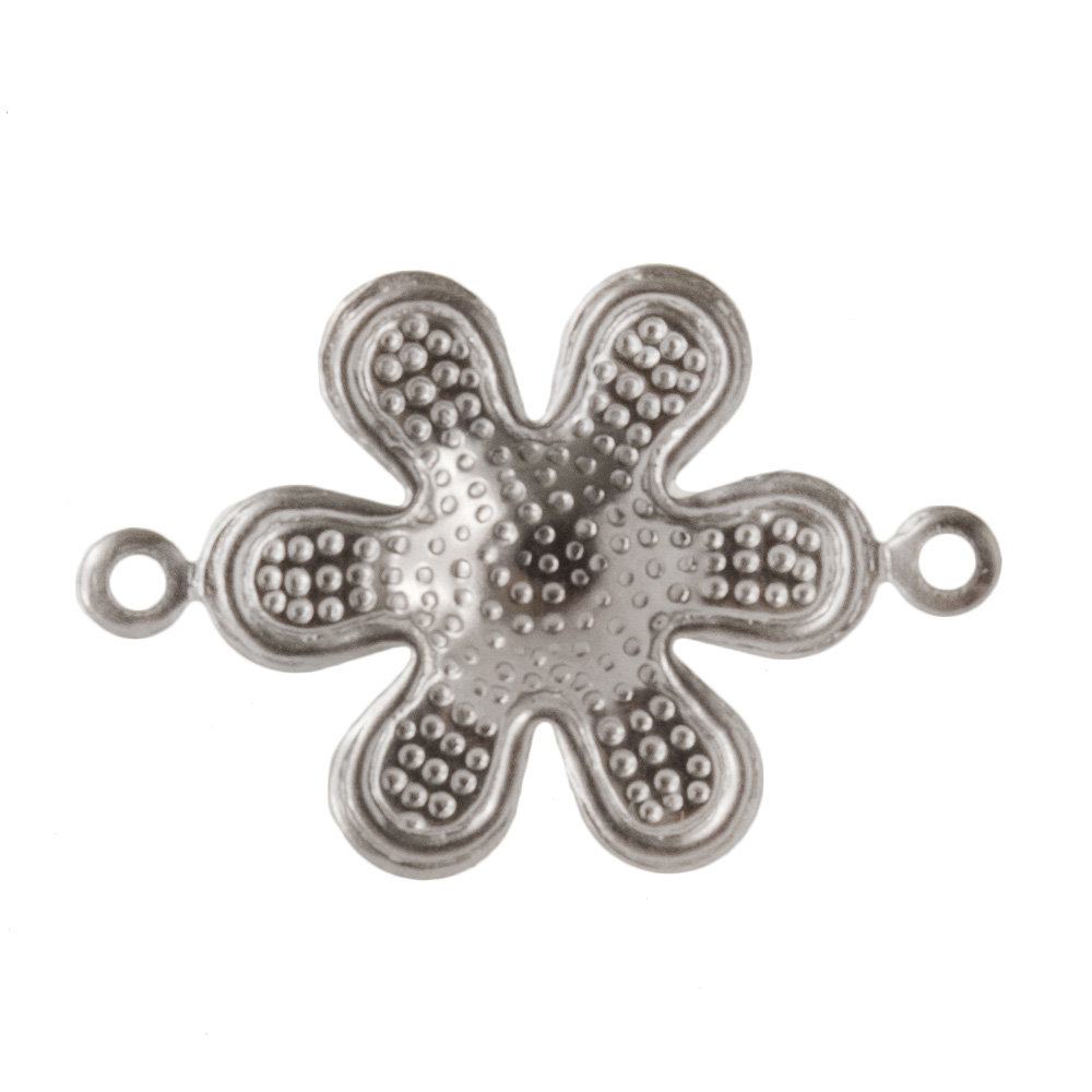 Connecteur Bijoux Acier Inoxydable Fleur (16 x 11 mm) Argent Antique (10 pièces)