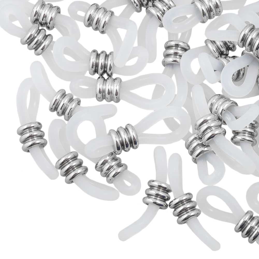 Élastiques pour Lunettes avec Acier Inoxydable (20 x 6 mm) Transparent - Argent Antique (25 pièces)