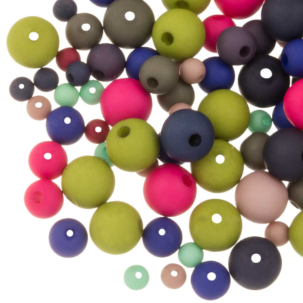 Mélange de Perles Acryliques Mat (4 - 6 - 8 mm) Mix Color (50 grammes)