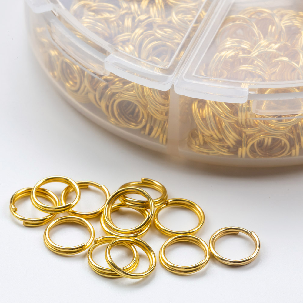 Assortiment - Anneaux Brisés (4 - 10 x 1.4 mm) Or (1050 pièces)