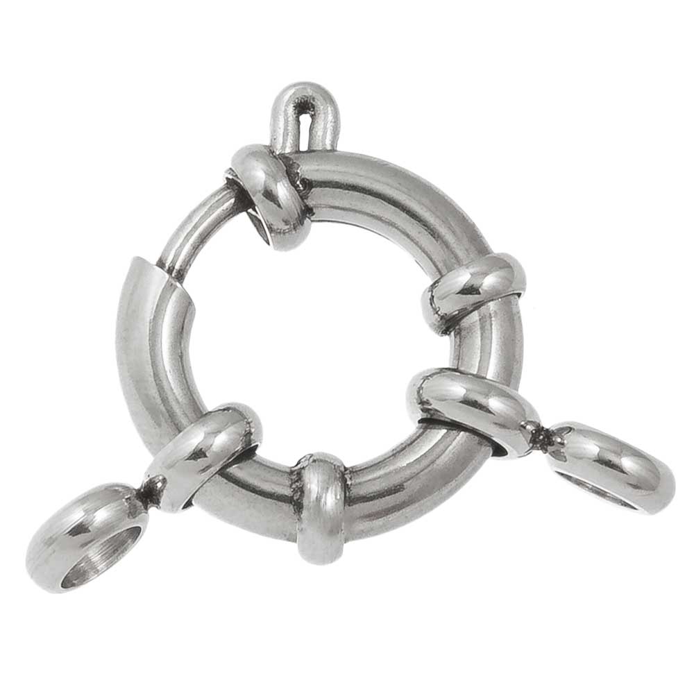 Fermoir Bouée en Acier Inoxydable (25 x 14 x 2.5 mm) Argent Antique (2 pièces)